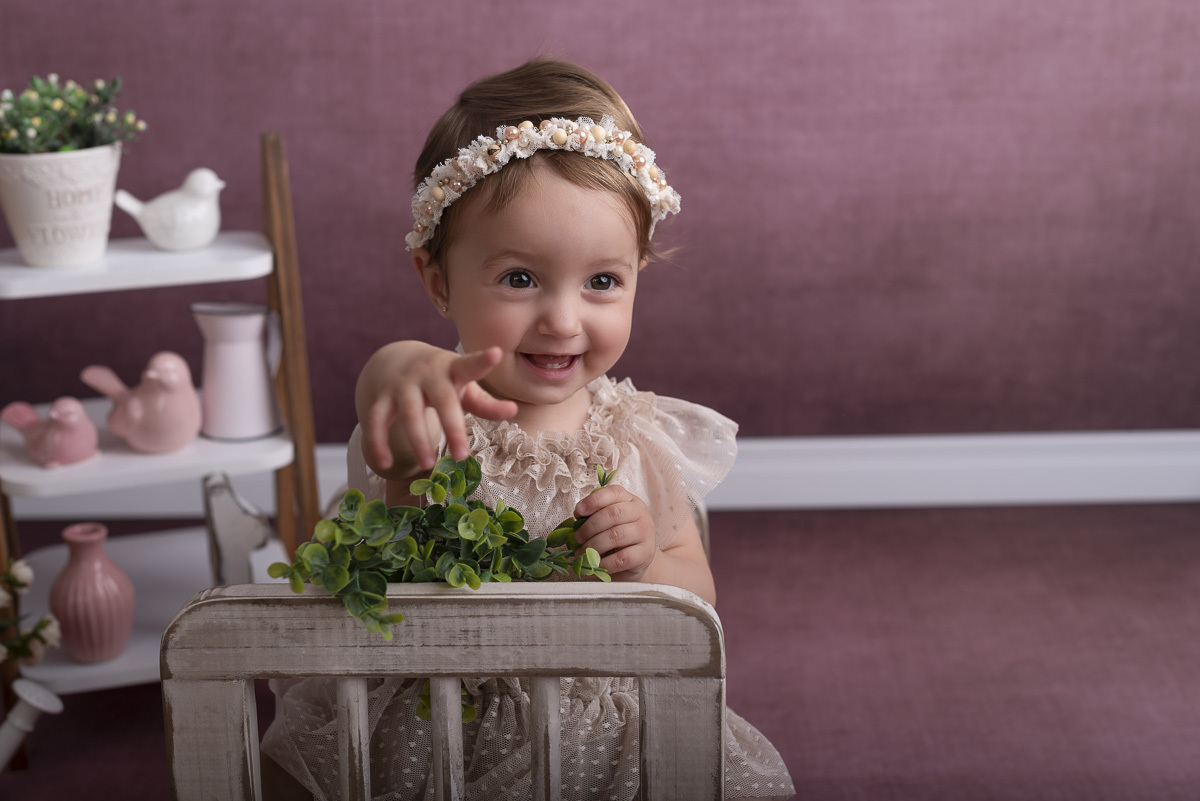 Maria Carolina - 1 Ano de vida -Ensaio em Estudio - Ponta Grossa/PR