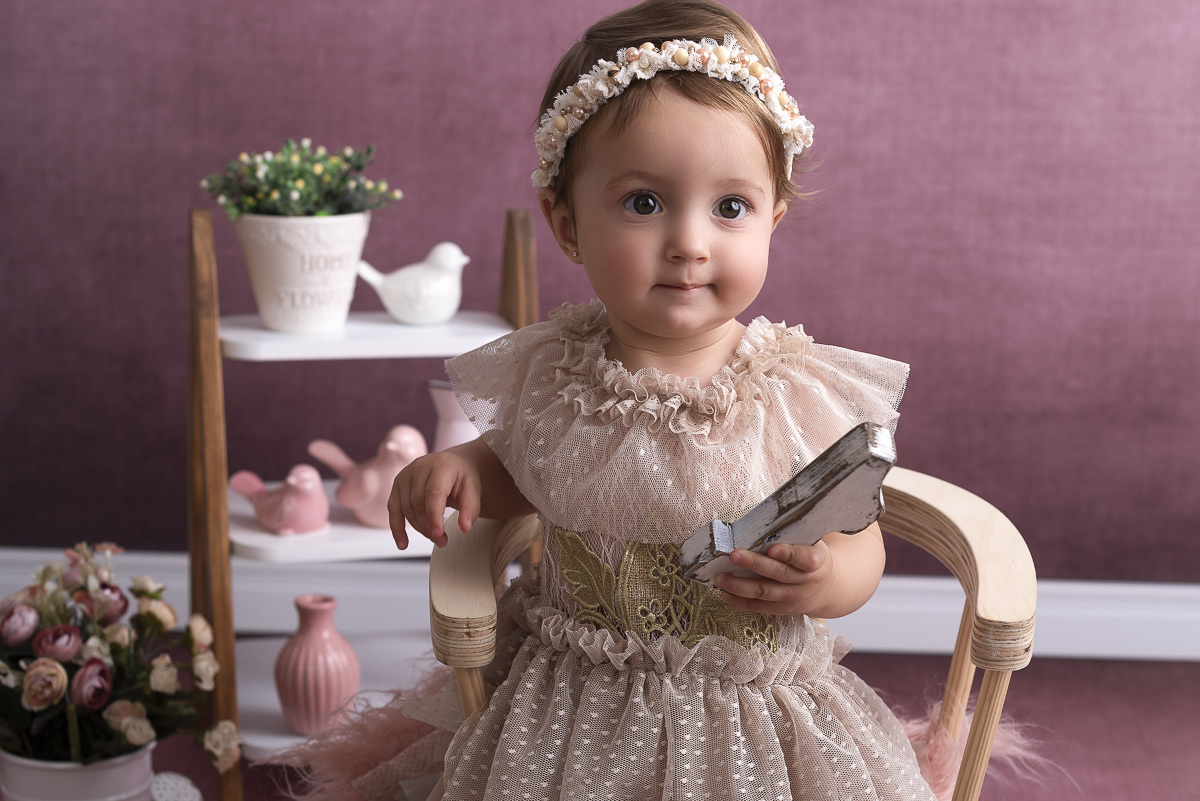 Maria Carolina - 1 Ano de vida -Ensaio em Estudio - Ponta Grossa/PR