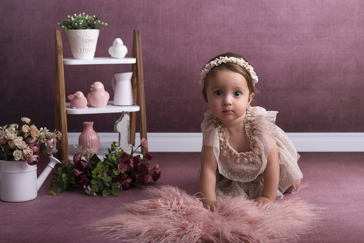 Maria Carolina - 1 Ano de vida -Ensaio em Estudio - Ponta Grossa/PR
