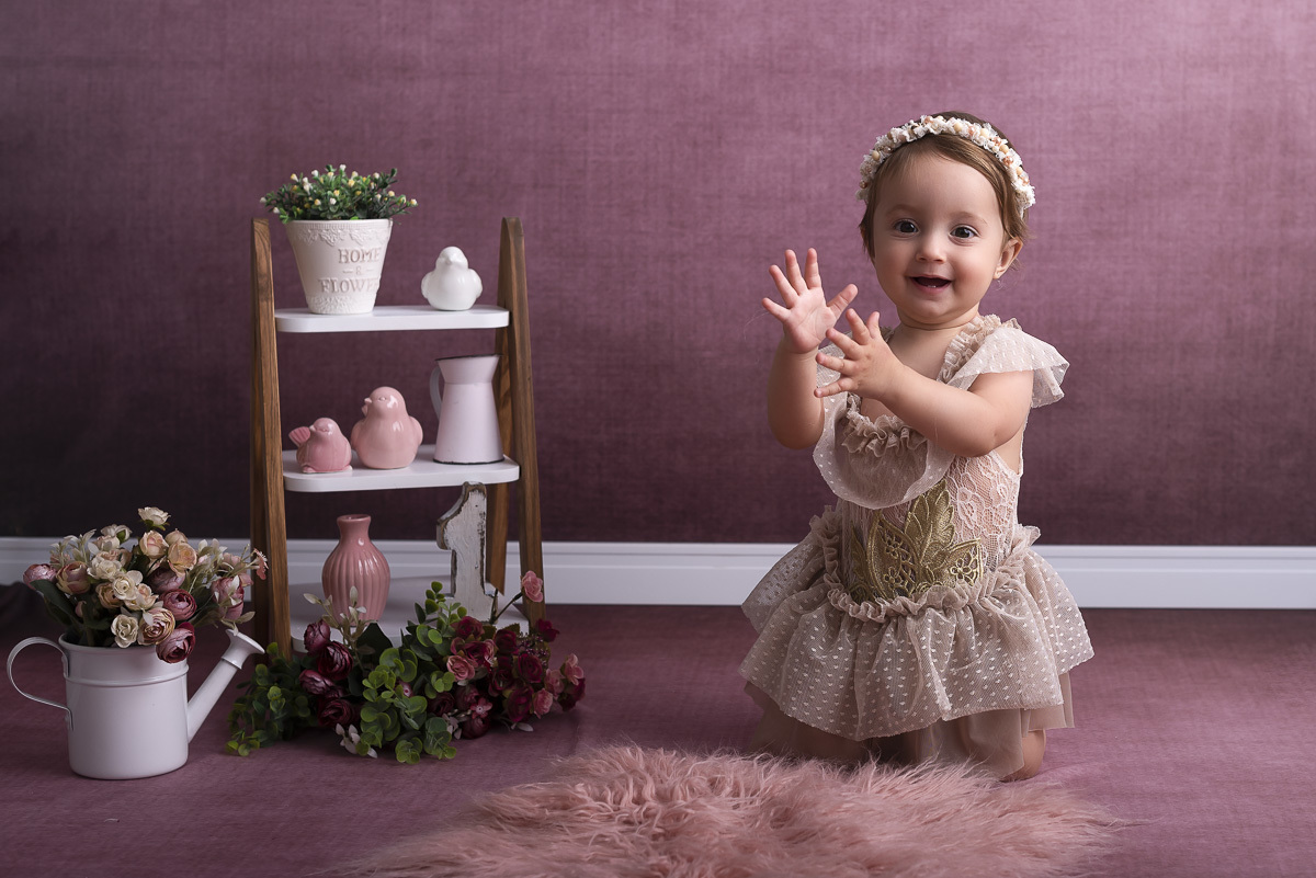 Maria Carolina - 1 Ano de vida -Ensaio em Estudio - Ponta Grossa/PR