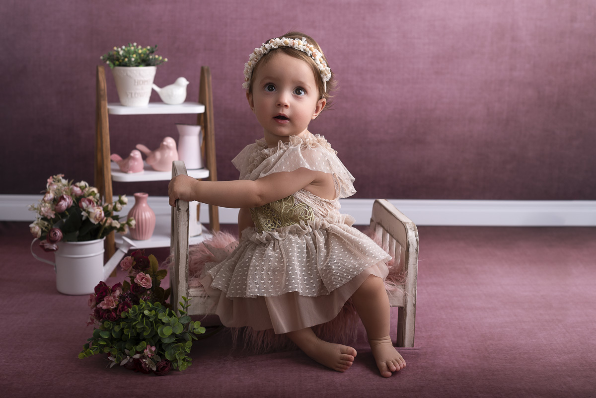 Maria Carolina - 1 Ano de vida -Ensaio em Estudio - Ponta Grossa/PR