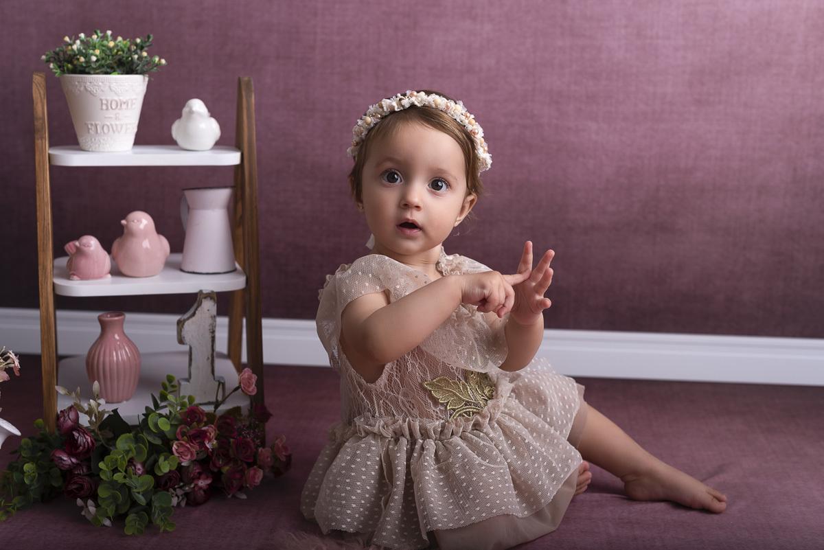 Maria Carolina - 1 Ano de vida -Ensaio em Estudio - Ponta Grossa/PR