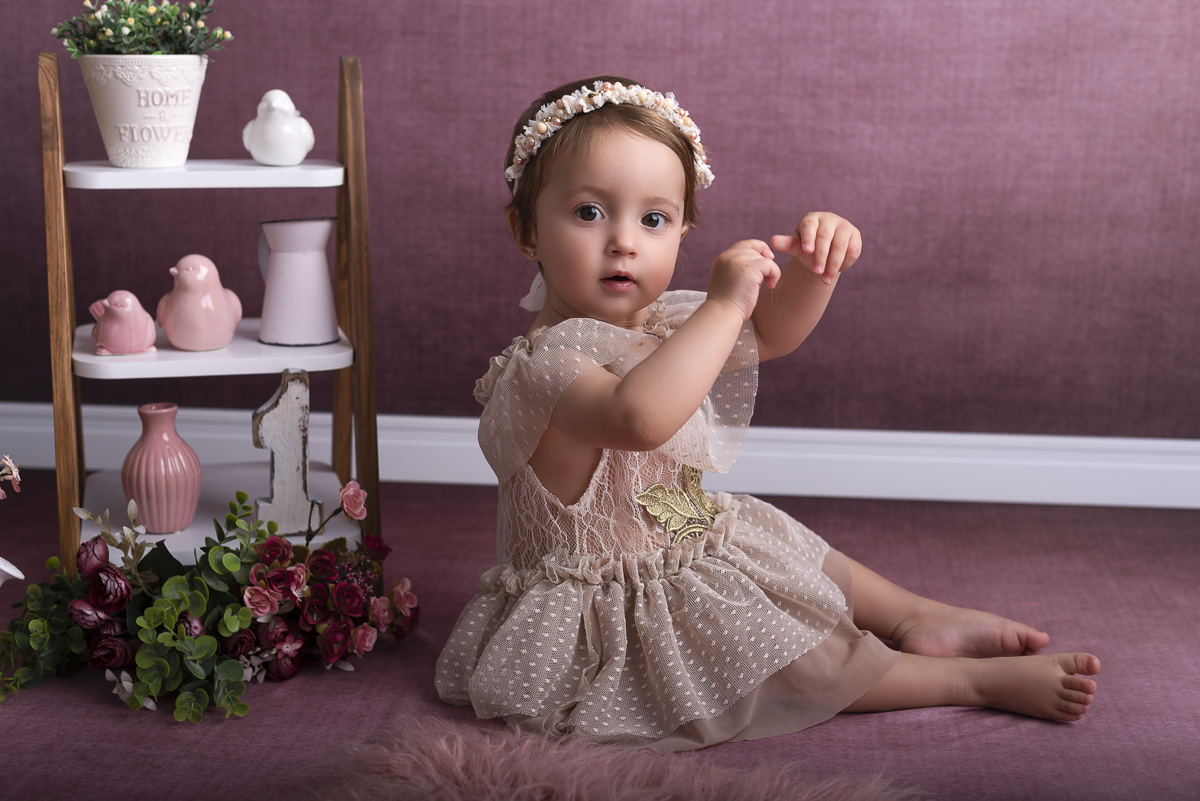 Maria Carolina - 1 Ano de vida -Ensaio em Estudio - Ponta Grossa/PR