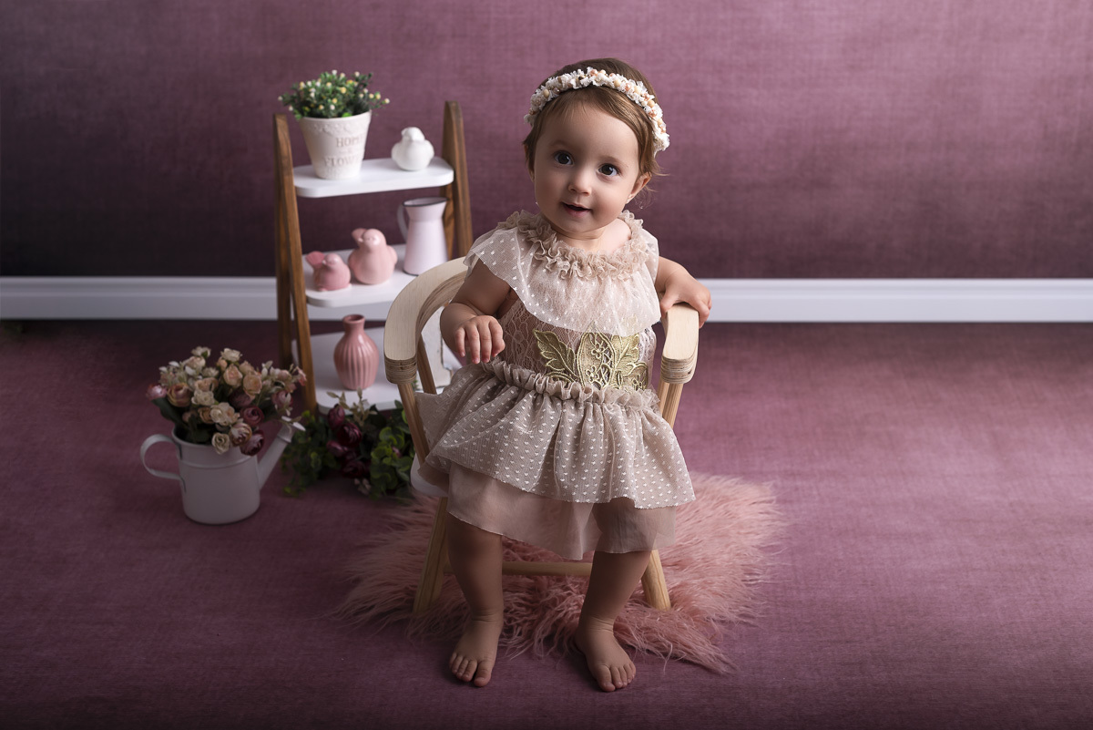 Maria Carolina - 1 Ano de vida -Ensaio em Estudio - Ponta Grossa/PR