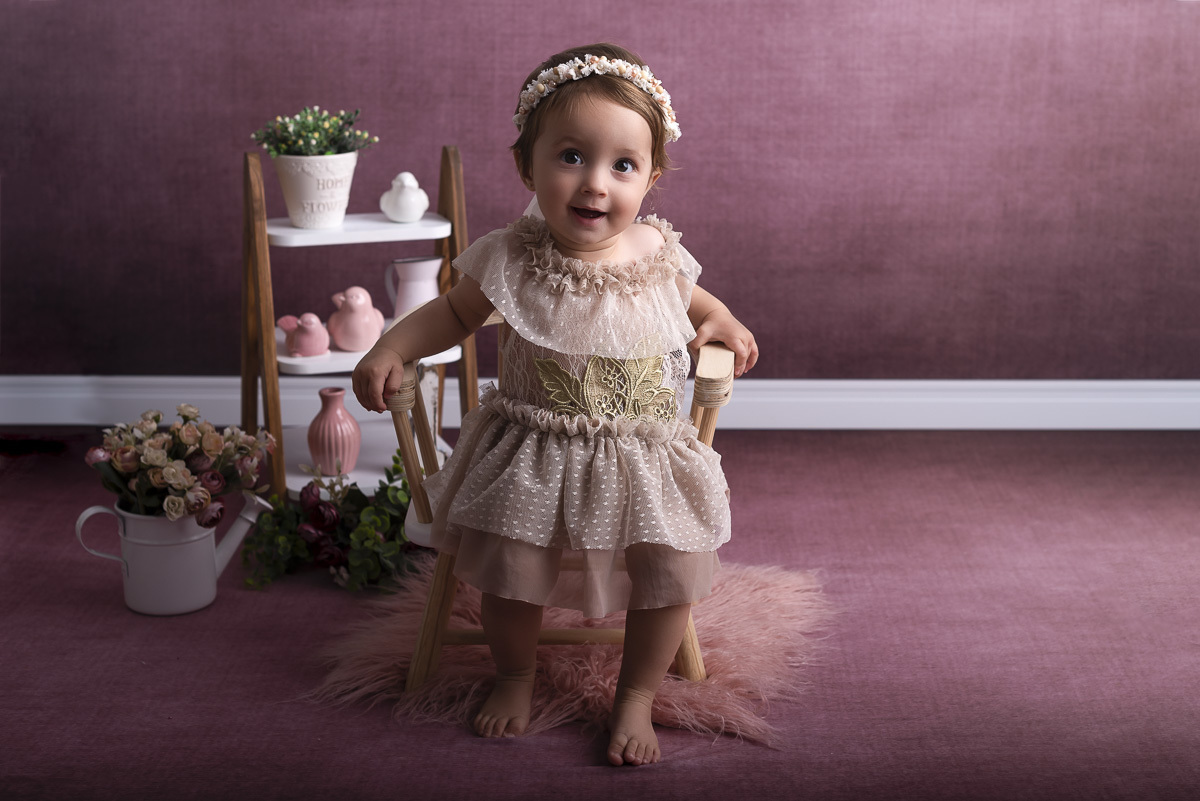 Maria Carolina - 1 Ano de vida -Ensaio em Estudio - Ponta Grossa/PR