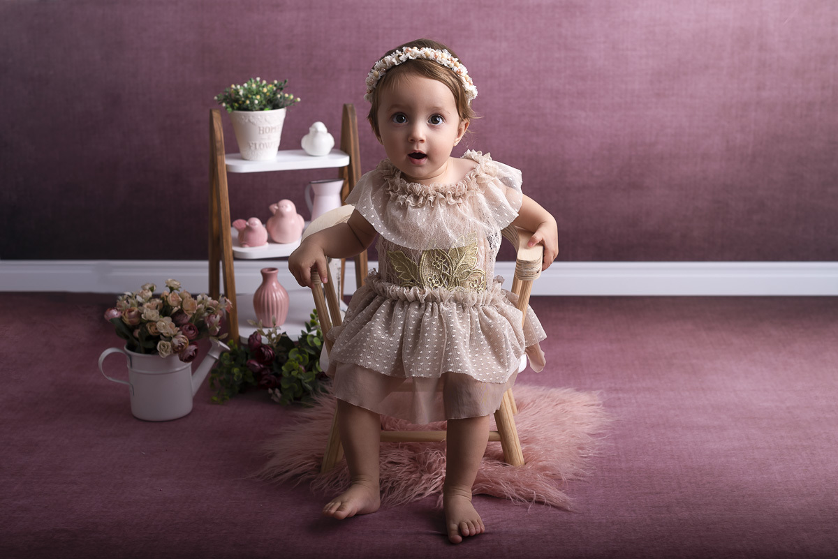 Maria Carolina - 1 Ano de vida -Ensaio em Estudio - Ponta Grossa/PR