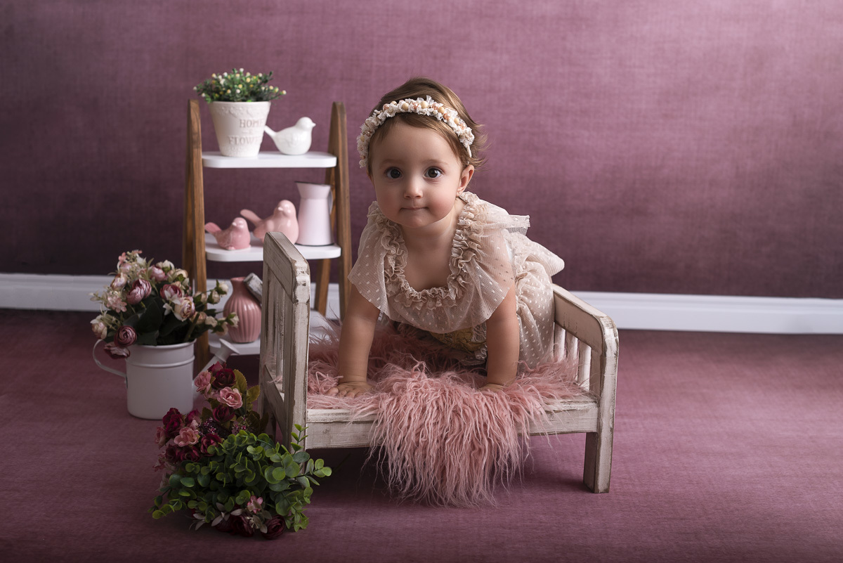 Maria Carolina - 1 Ano de vida -Ensaio em Estudio - Ponta Grossa/PR