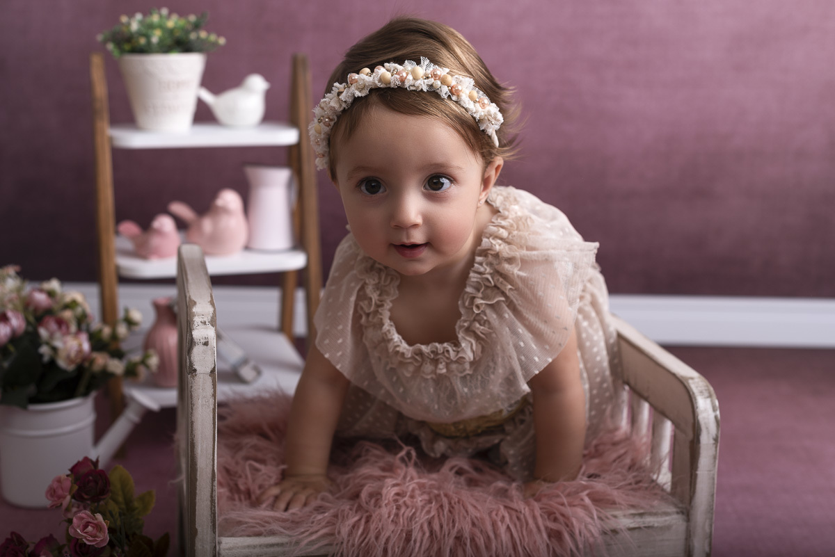 Maria Carolina - 1 Ano de vida -Ensaio em Estudio - Ponta Grossa/PR