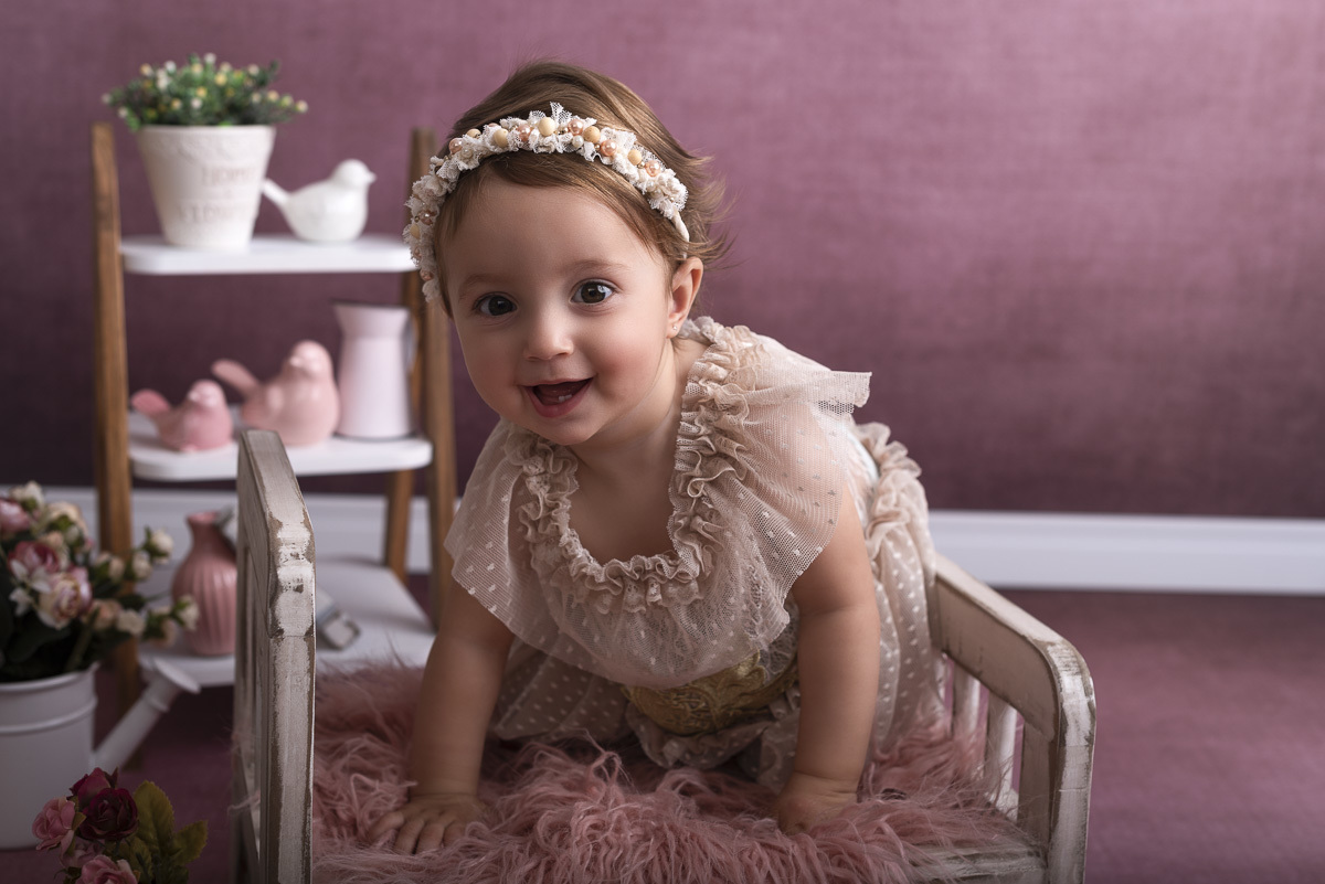 Maria Carolina - 1 Ano de vida -Ensaio em Estudio - Ponta Grossa/PR
