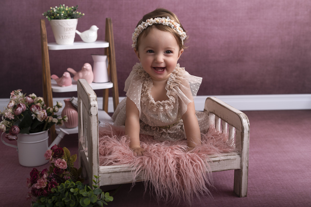 Maria Carolina - 1 Ano de vida -Ensaio em Estudio - Ponta Grossa/PR