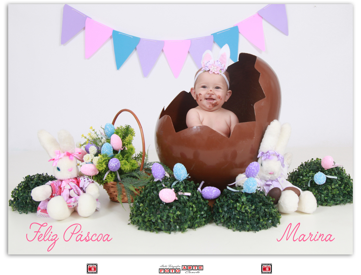 menina dentro ovo de chocolate decoração páscoa