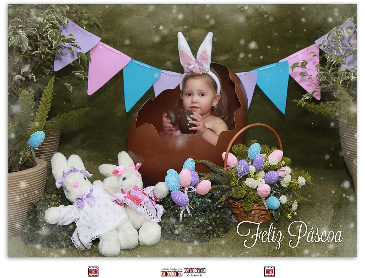 menina dentro do ovo de páscoa