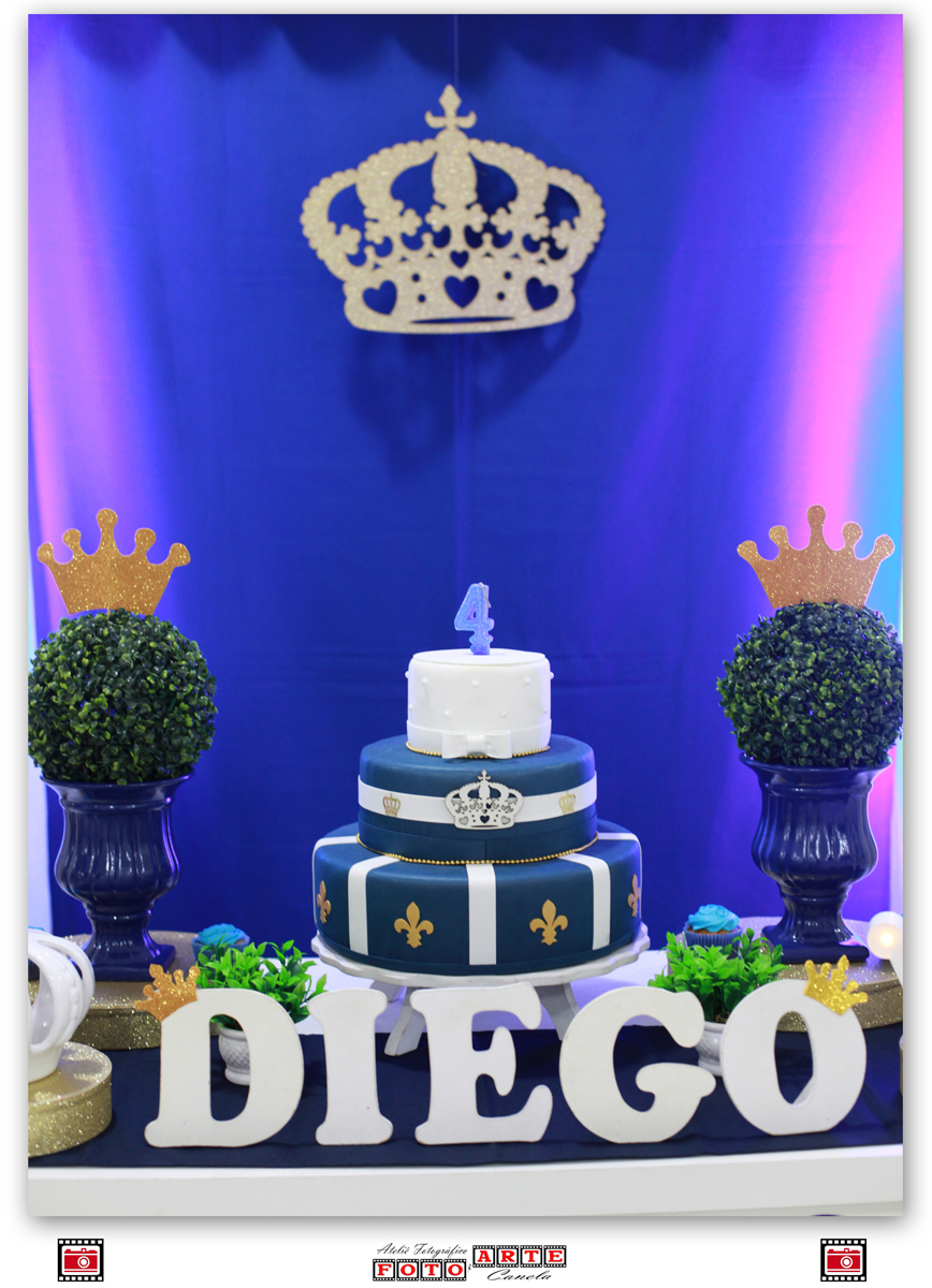 bolo de aniversário menino príncipe decoração azul