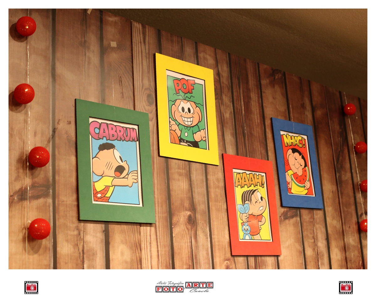 quadros coloridos com personagens da turma da mônica