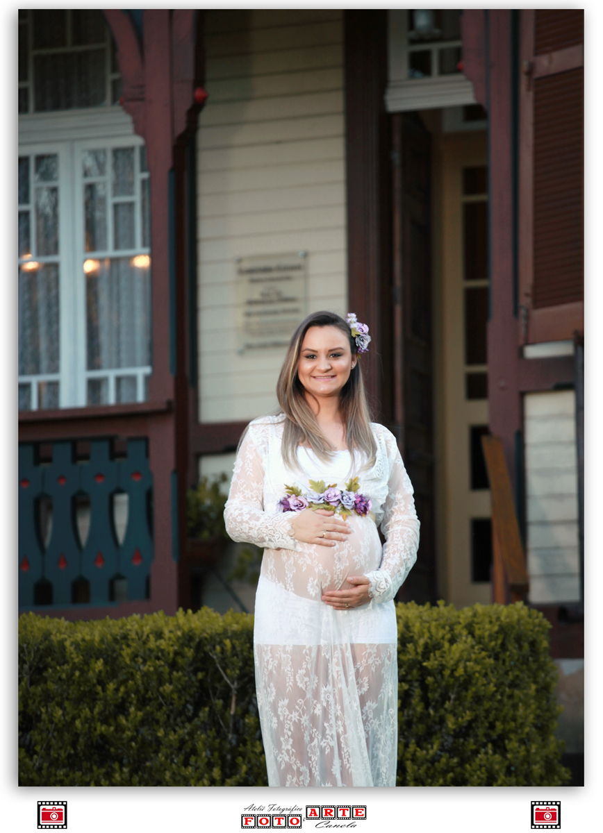 gestante vestido de renda em Canela