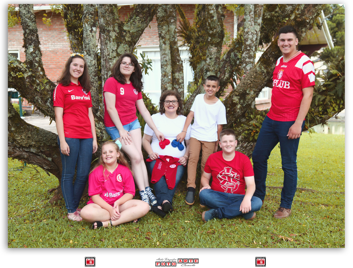 família de colorados no ensaio gestante