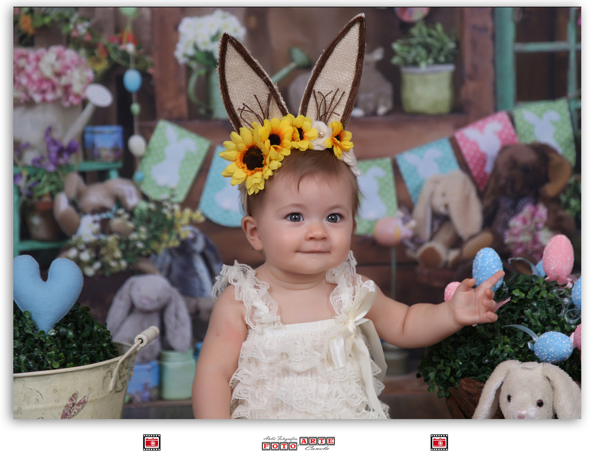 menina no ensaio de páscoa