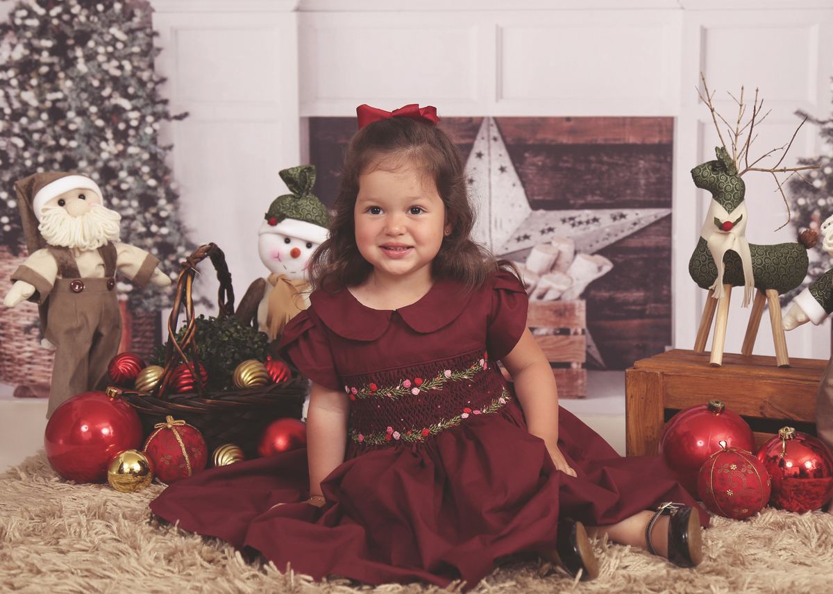 menina ensaio natal vintage
