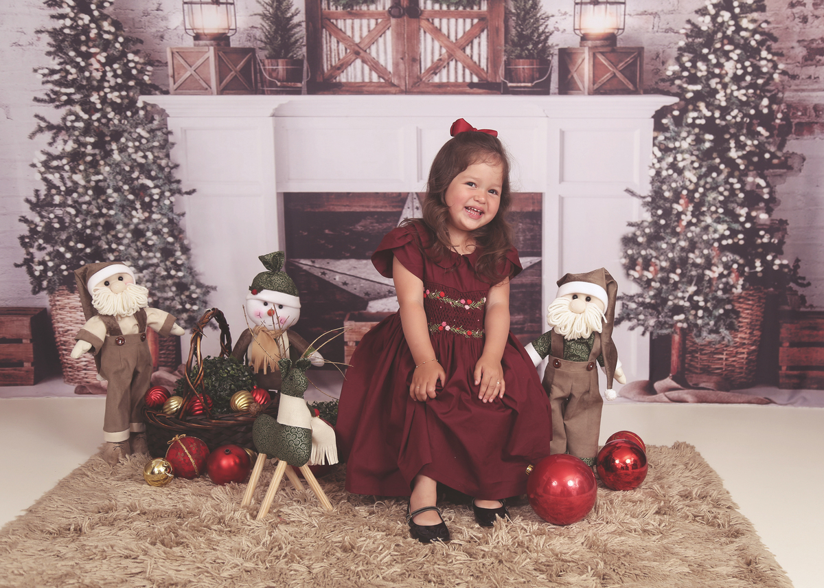 menina no cenários de natal