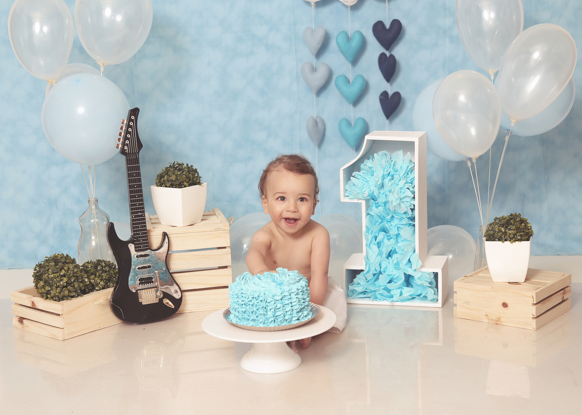 bolo azul smash the cake