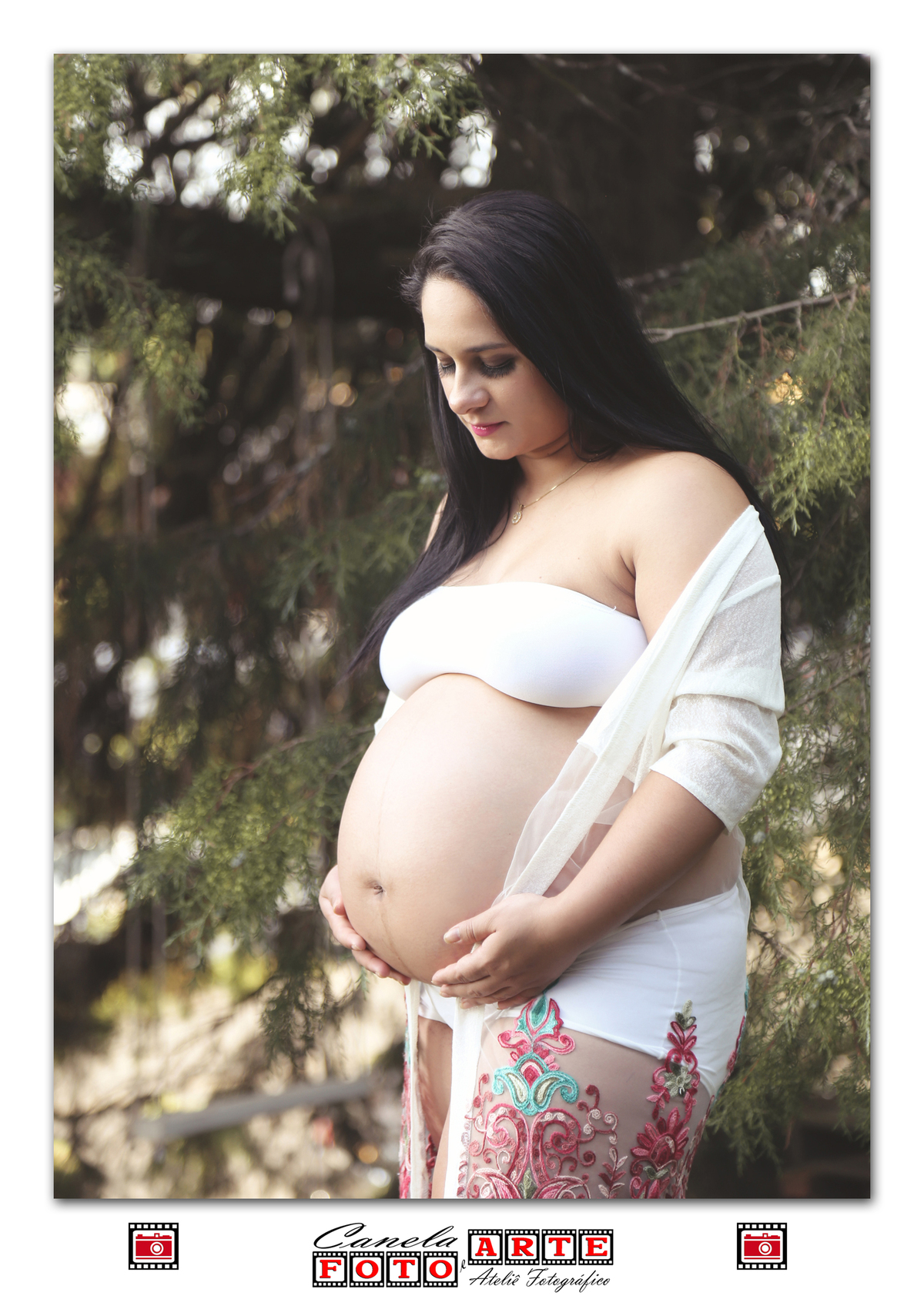 gestante vestido branco
