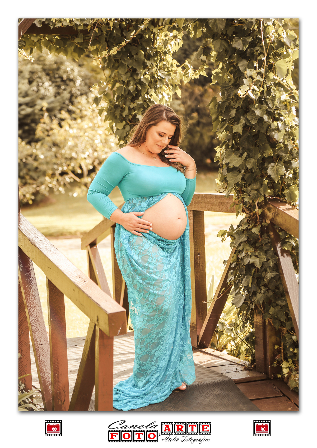 gestante vestido azul