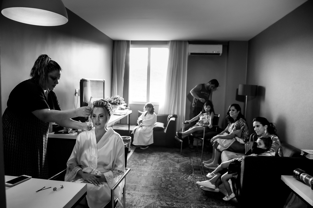 família da noiva no making of da noiva