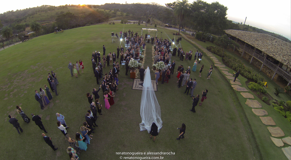 Vista aérea do casamento no Solar do Engenho