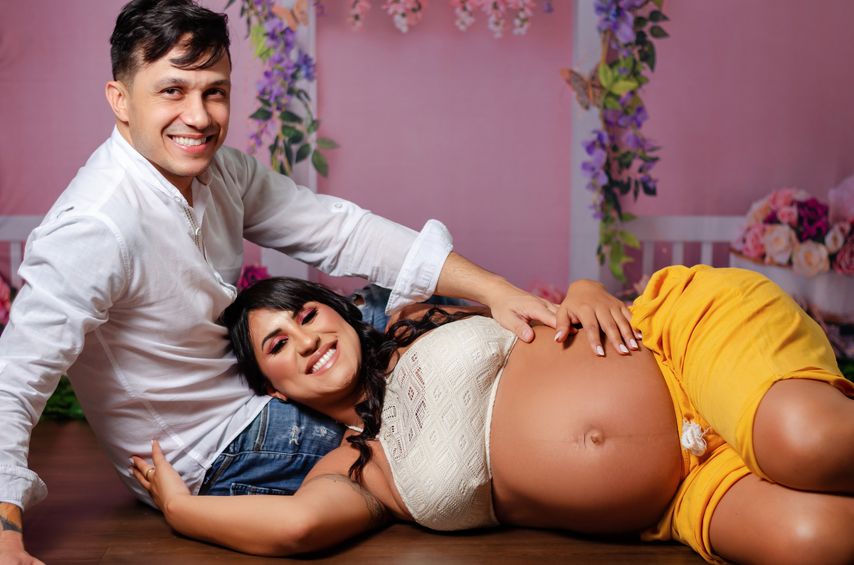 ensaio gestante estudio casal