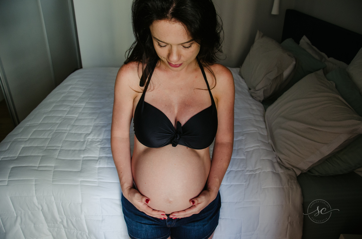 ensaio gestante em casa 