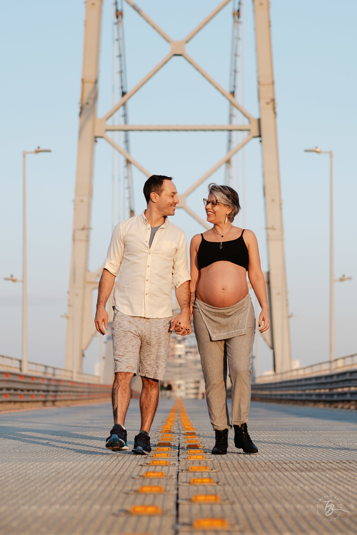 Ensaio gestante na ponte Hercílio Luz em Florianópolis por Thiago Braga fotografia