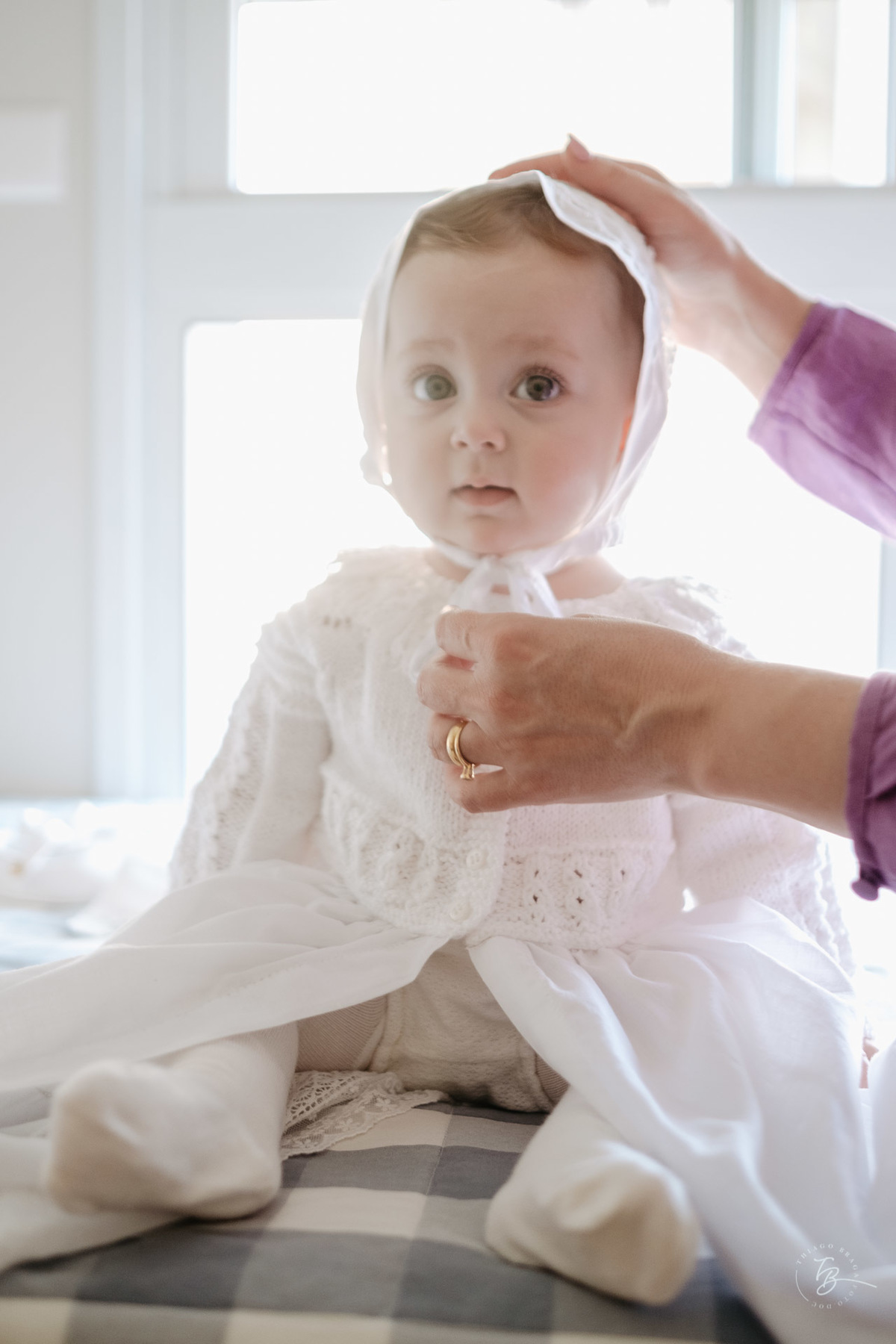 O dia do batizado da Bianca na igreja do colégio Catarinense em Florianópolis/Sc por Thiago Braga fotografia.