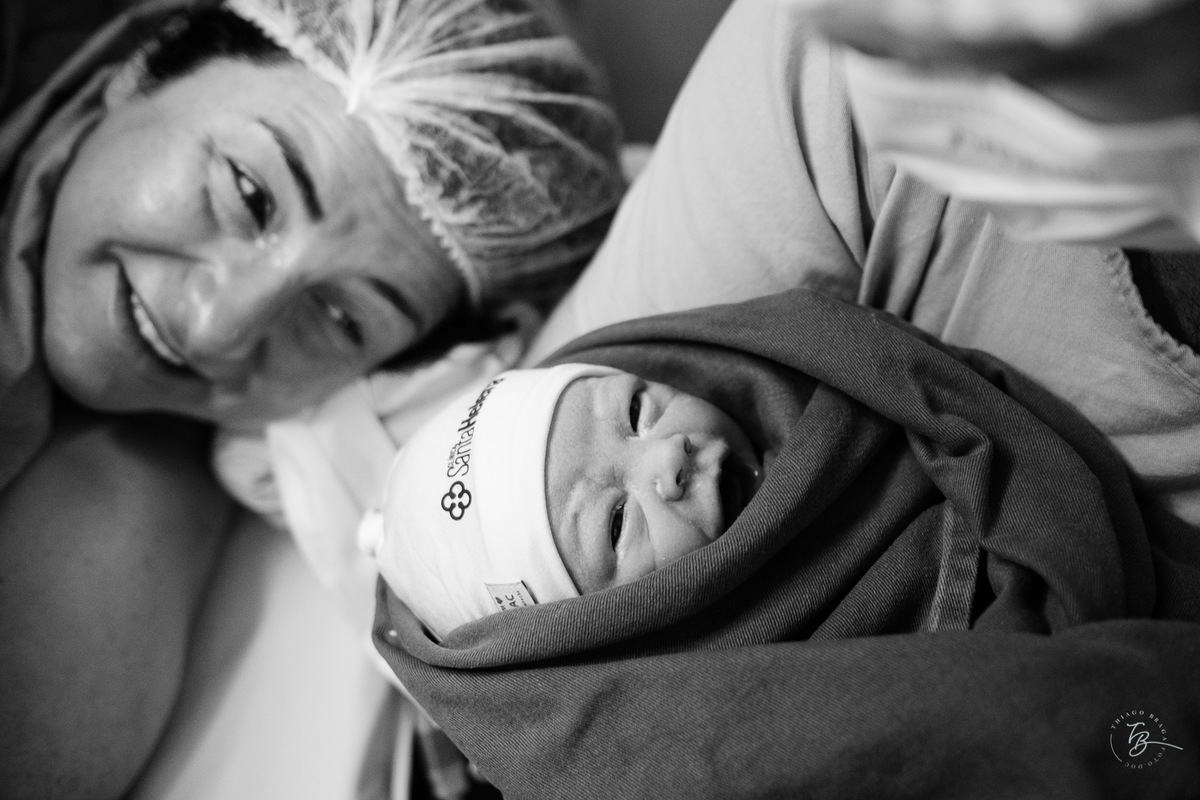 Fotografia de Parto cesárea na maternidade Santa Helena, em Florianópolis - SC