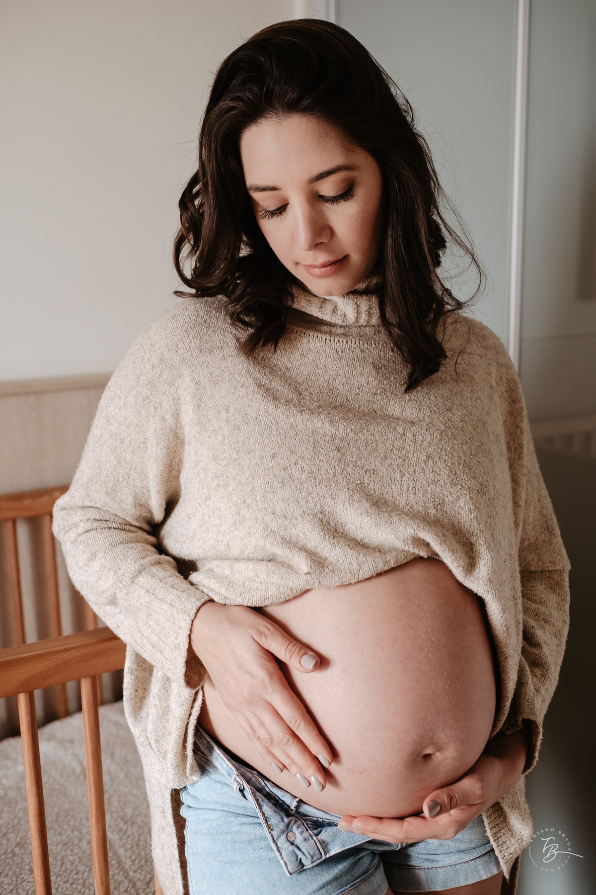 ensaio gestante em casa e na praia, espera pela Agatha, por Thiago Braga fotografia