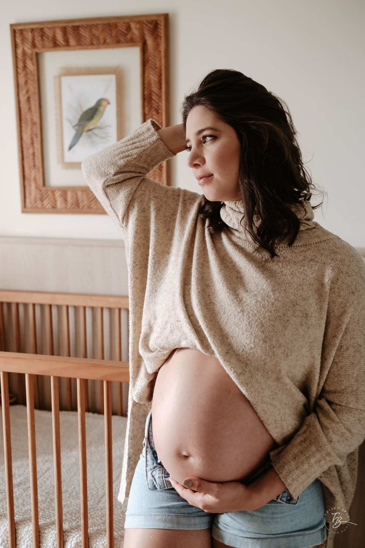 ensaio gestante em casa e na praia, espera pela Agatha, por Thiago Braga fotografia