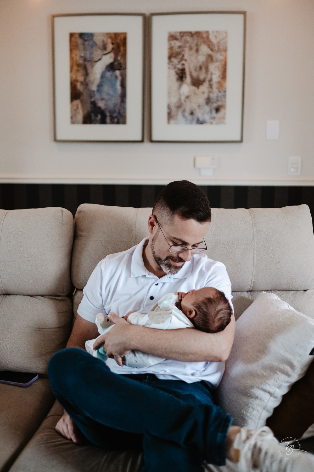 Ensaio de primeiros dias no primeiro mês do Davi, na Pedra Branca, em casa, por Thiago Braga