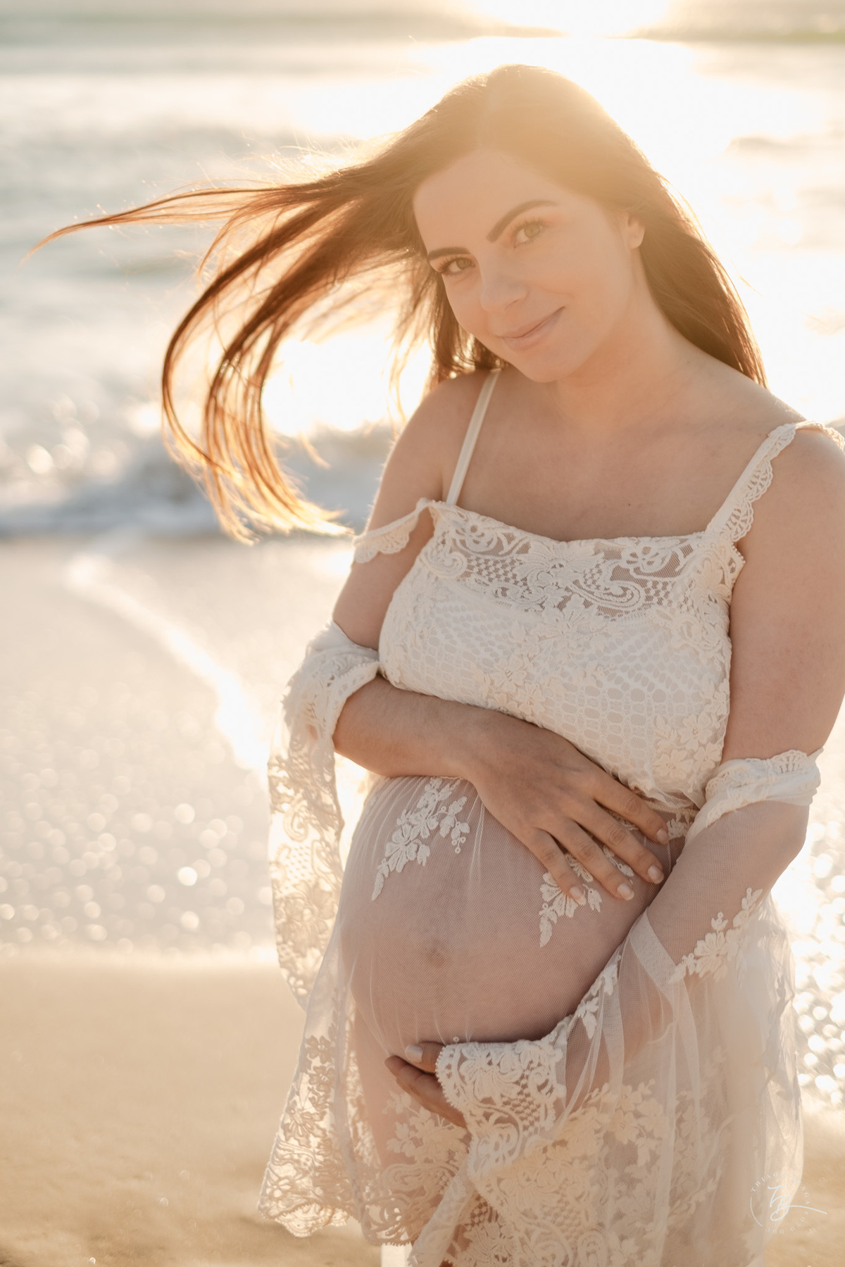 ensaio gestante no amanhecer na praia do campeche em Florianópolis, por Thiago Braga Fotografia