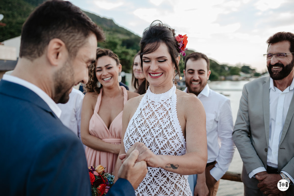 Casamento ao ar livre, Porto do Contrato, Sul da Ilha, Ribeirão da ilha. Florianópolis-SC. Geane e Alan.
