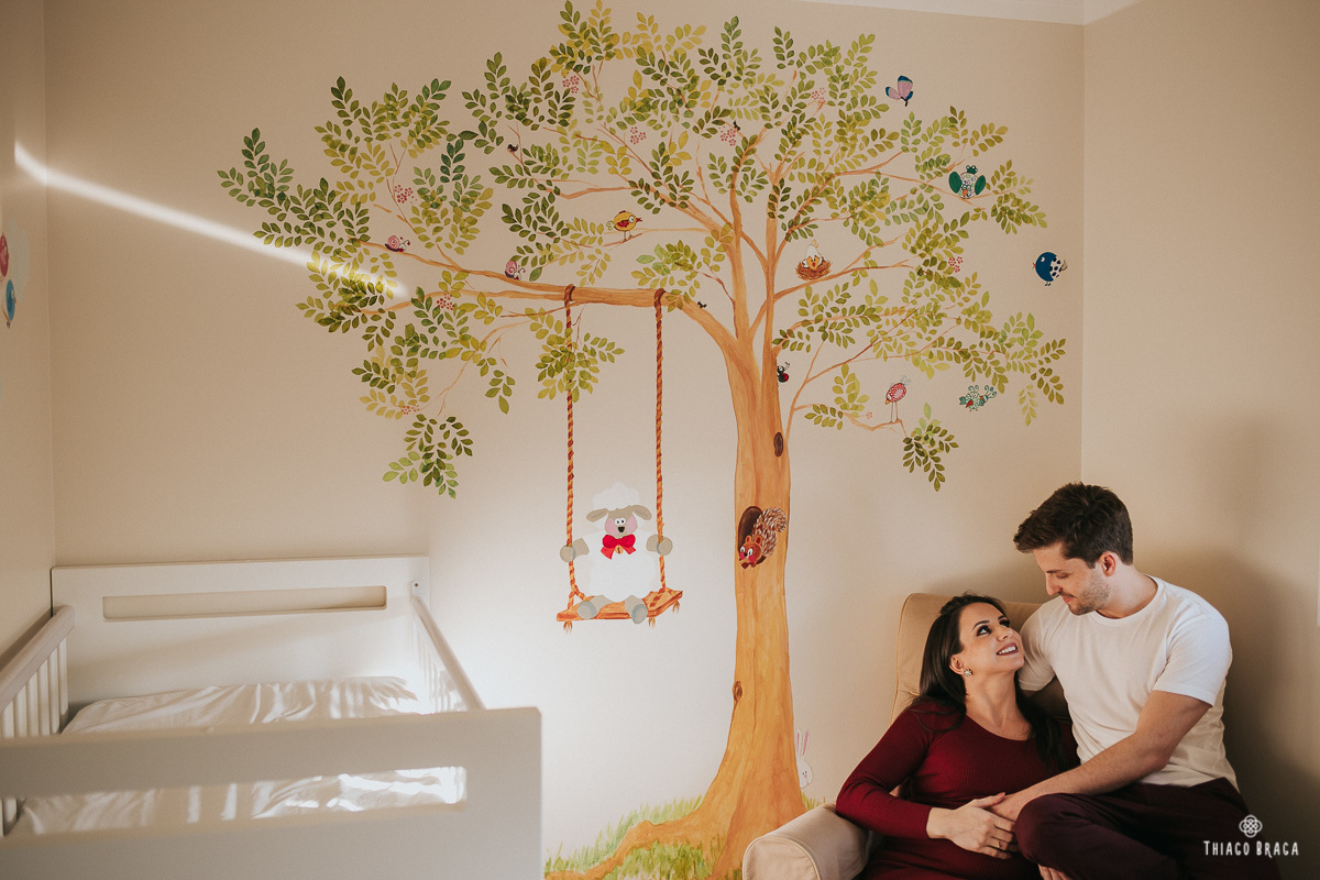 ensaio gestante em casa Florianópolis - SC. Giovana + Celso + Bia. 