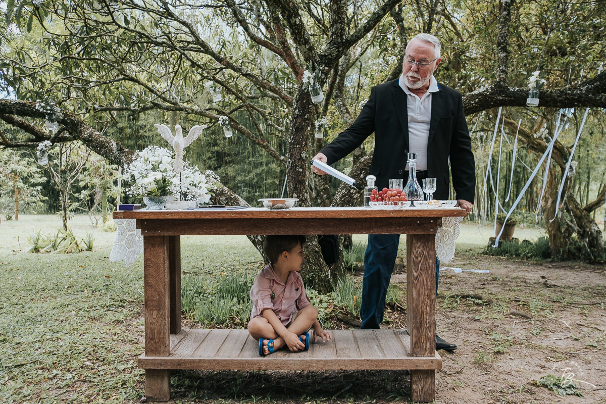 Batizado ao ar livre, no espaço Pergale, em Ratones - Florianopolis/SC