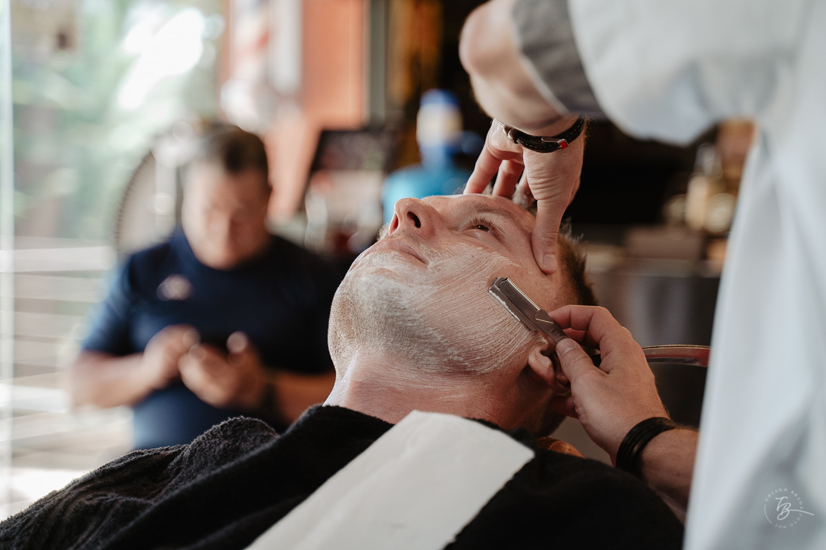 Making of do noivo, em barbearia em Jurere, Florianópolis/SC