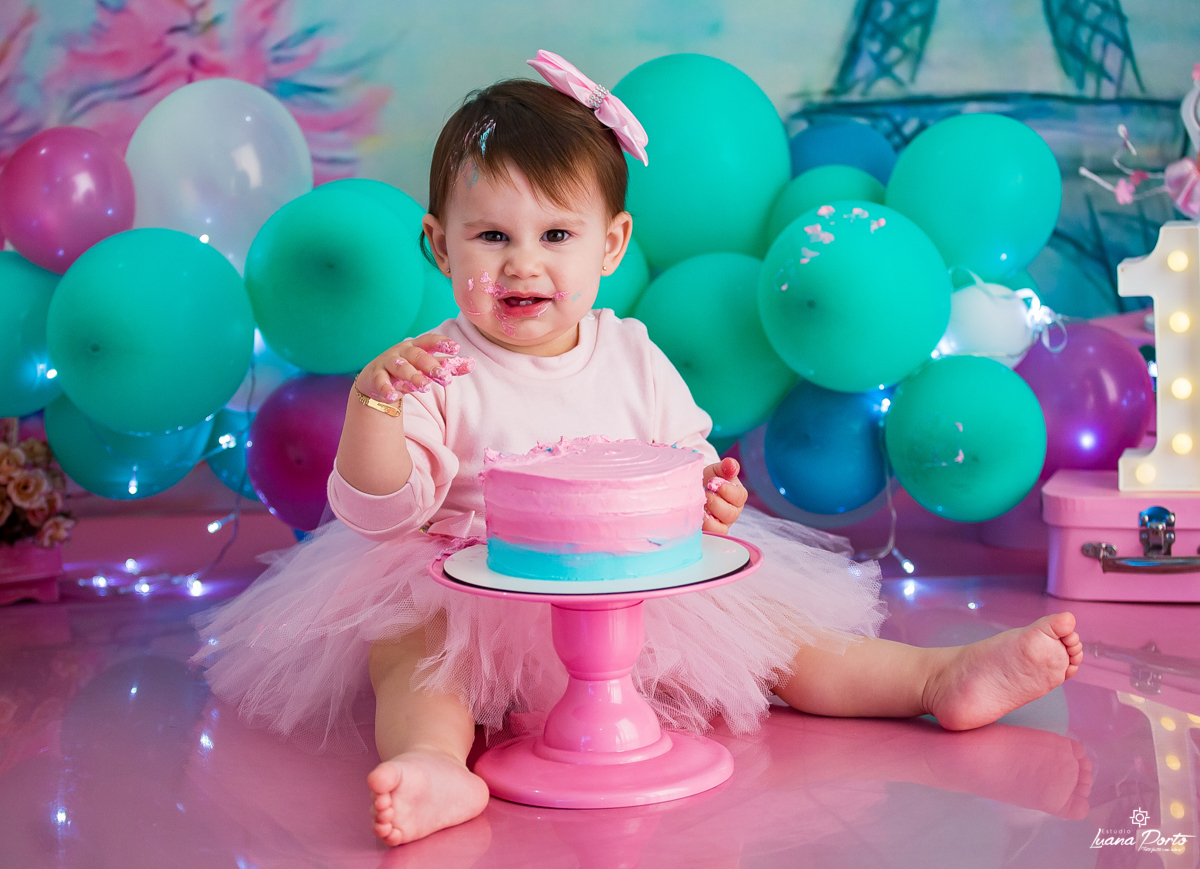 Foto de bebe bolo rosa e azul