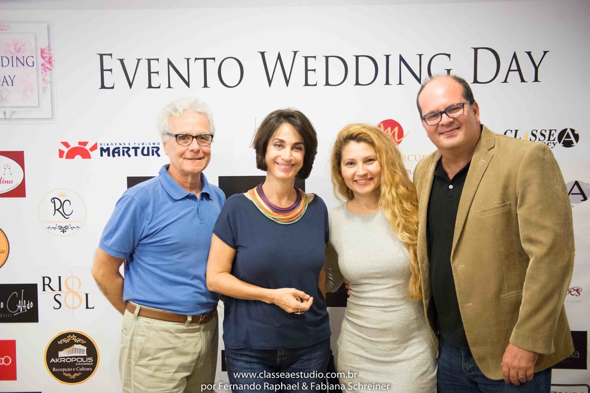 Mario Ameni, Fabiana Schreiner, Claudia Matarazzo e Fernando Raphael no salão de noivas e festas wedding day