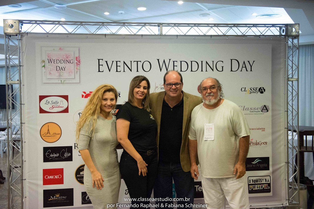 Fabiana Schreiner, Ana da mestre das Alianças, Fernando Raphael e o estilista Jan Souza no salão de noivas e festas wedding day