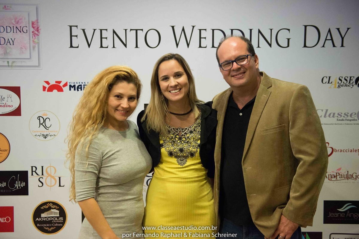 Fabiana Schreiner, Tarciana Moraes cerimonial e Fernando Raphael no salão de noivas e festas wedding day