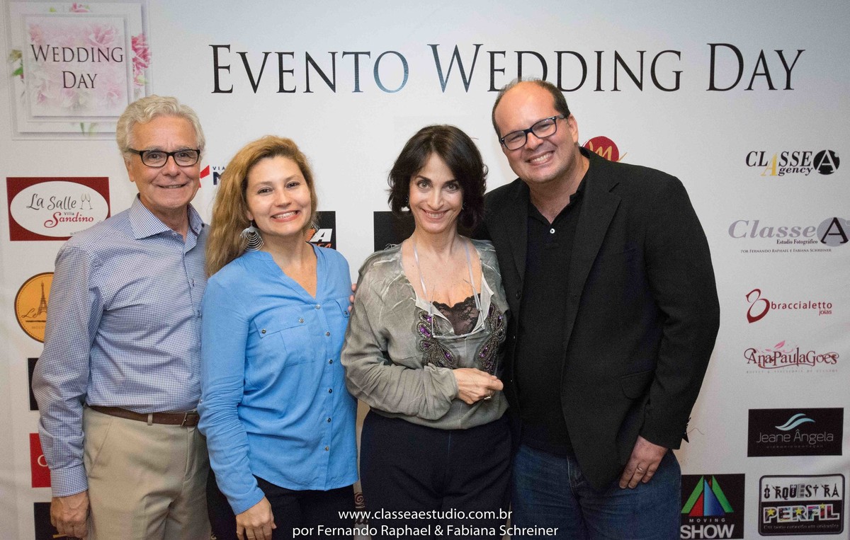 Mario Ameni, Fabiana Schreiner, Claudia Matarazzo e Fernando Raphael no salão de noivas e festas wedding day
