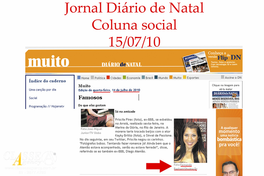 Assessoria de imprensa:
A Classe A Agency tem como objetivo, desenvolver ações e soluções para que a sua empresa e o seu evento sejam lembrados pela criatividade, competência e credibilidade.

Neste álbum exibimos 