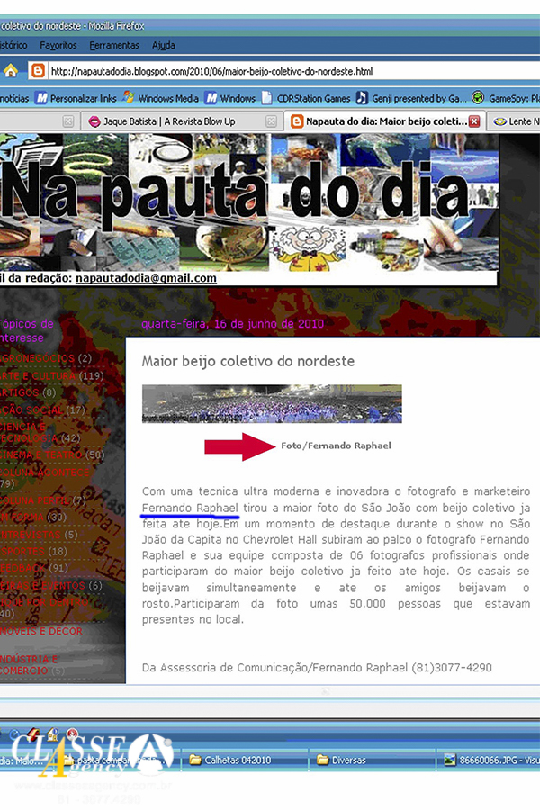 Assessoria de imprensa:
A Classe A Agency tem como objetivo, desenvolver ações e soluções para que a sua empresa e o seu evento sejam lembrados pela criatividade, competência e credibilidade.

Neste álbum exibimos 