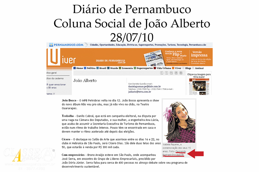 Assessoria de imprensa:
A Classe A Agency tem como objetivo, desenvolver ações e soluções para que a sua empresa e o seu evento sejam lembrados pela criatividade, competência e credibilidade.

Neste álbum exibimos 