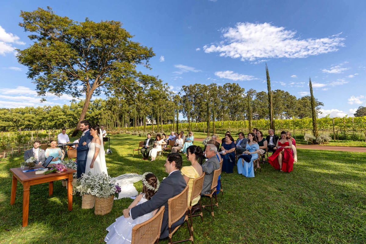 casamento ao ar livre no campo vinícola biagi